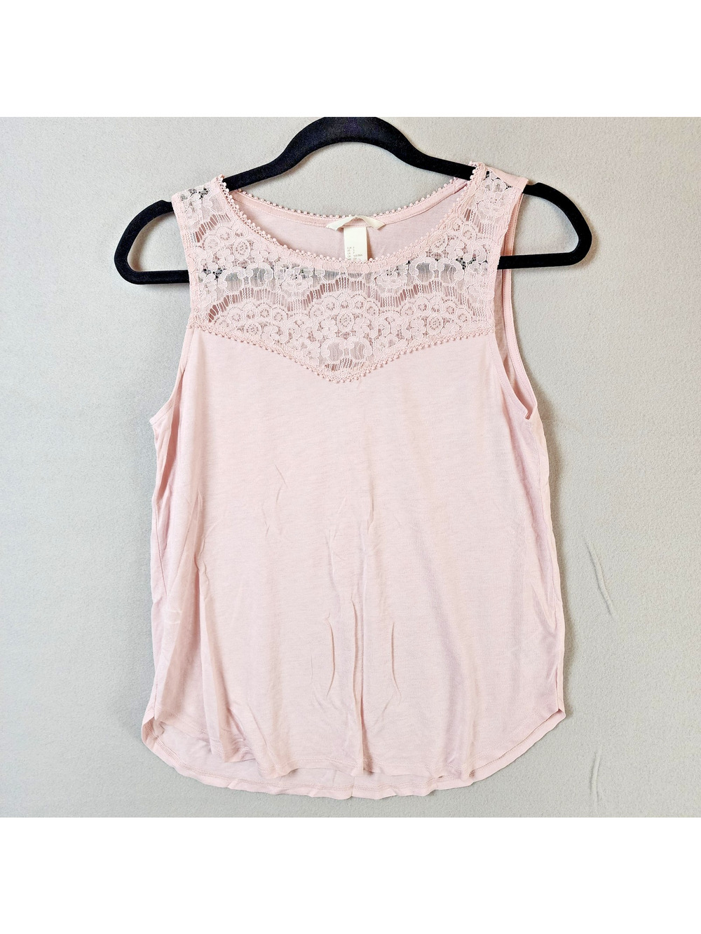H&M Sleeveless Top Women Small Light Pink with Lace Accent